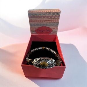 Canyon Sky new stretch bracelet tiger's eye silvertone Southwestern boho